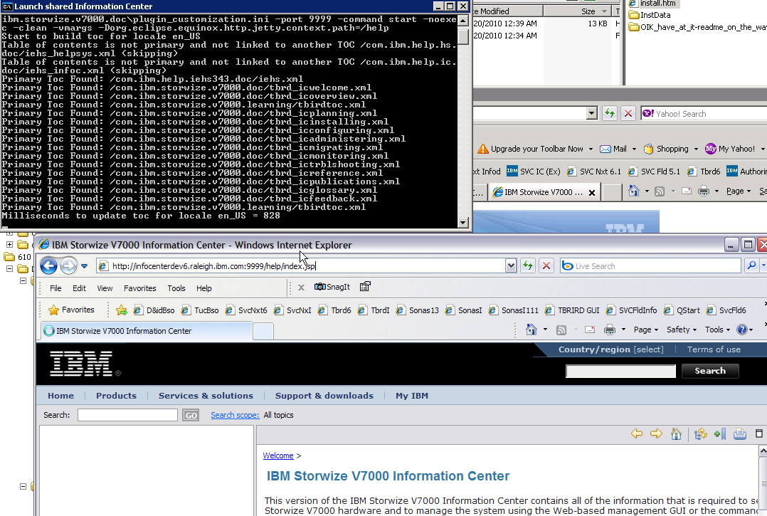 XML TOCs in response to the initial call to that Information Center instance